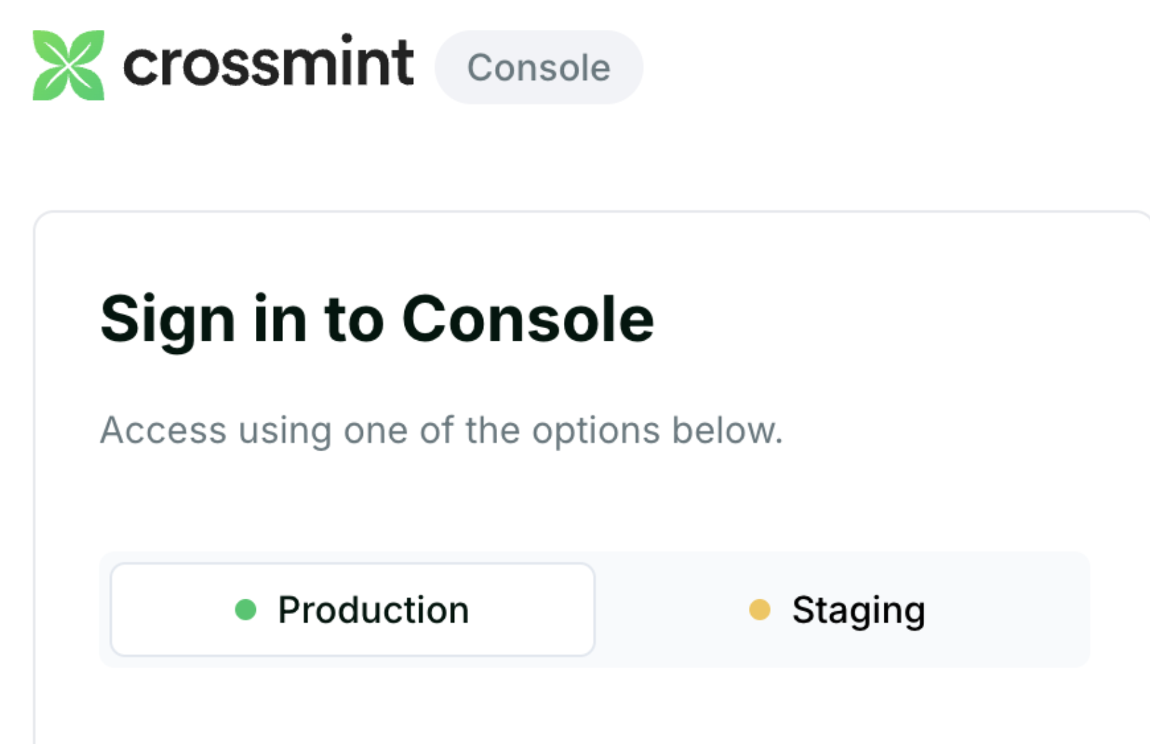 Production Console Login